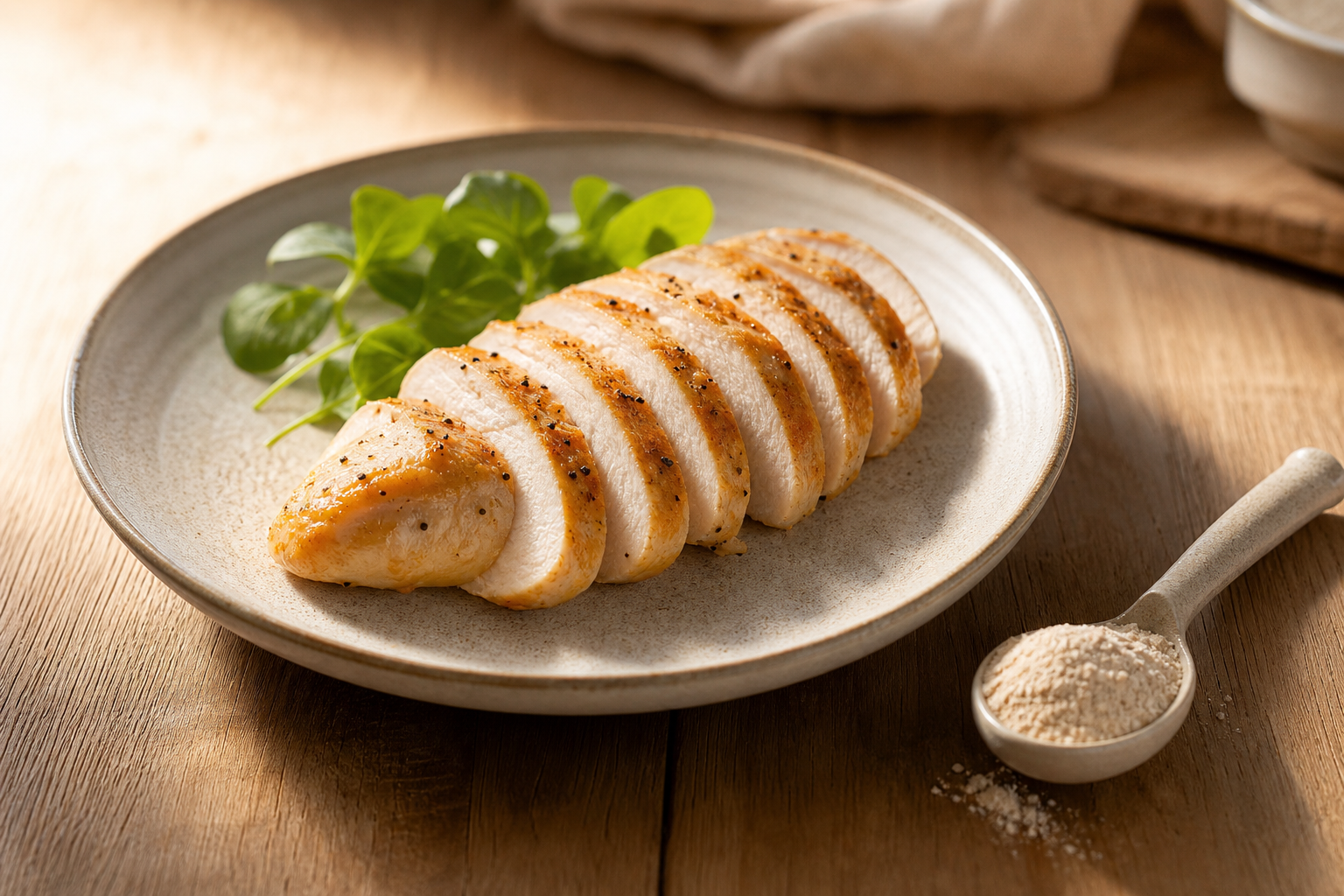 การเปรียบเทียบปริมาณโปรตีนในอกไก่สดกับผงโปรตีน GoodPow